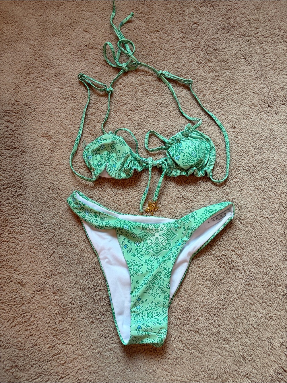 SHEIN Mint Green Paisley-Print Bikini Set